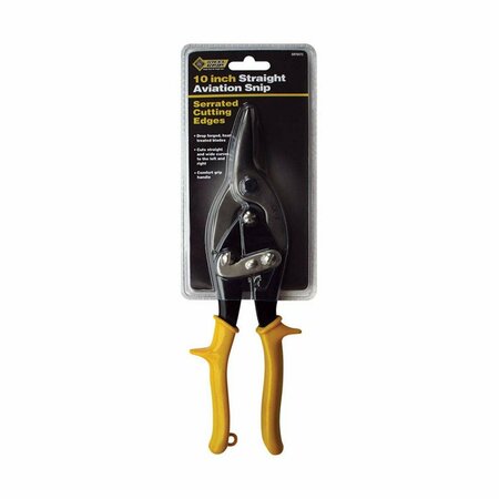 PROTECTIONPRO 10 in. Chrome Alloy Steel Straight Serrated Aviation Snips; Yellow PR3324579